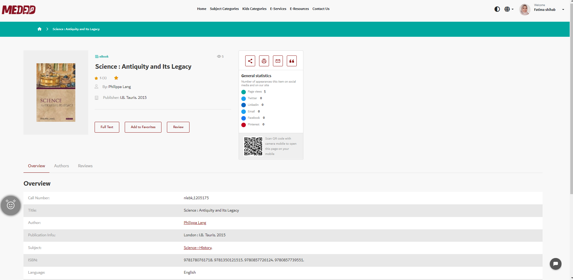 screenshot of MEDAD Library Services Platform
